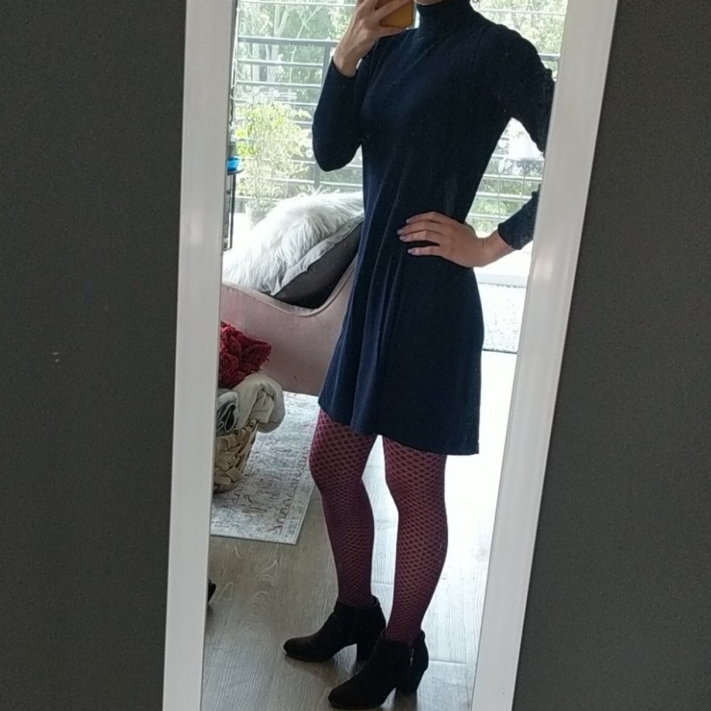 Navy Turtleneck Sweater Dress - S